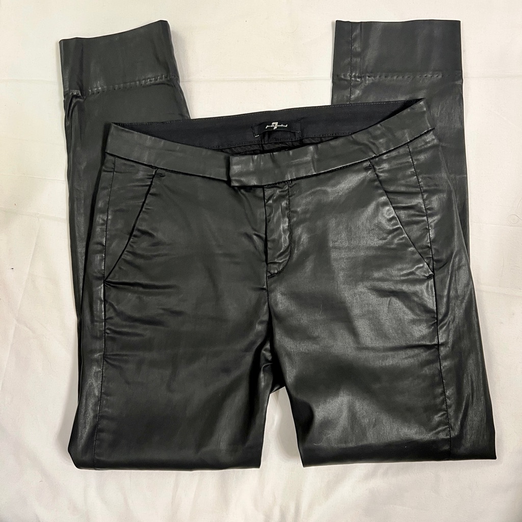 7 For All Mankind Faux Leather Trouser Black Size 25